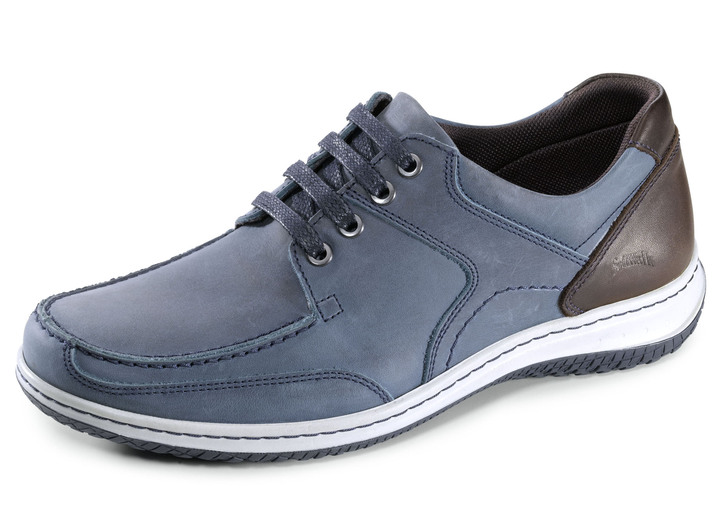 - Schnürschuhe mit Kontrast-Besätzen, in Größe 040 bis 045, in Farbe BLAU-BRAUN Ansicht 1