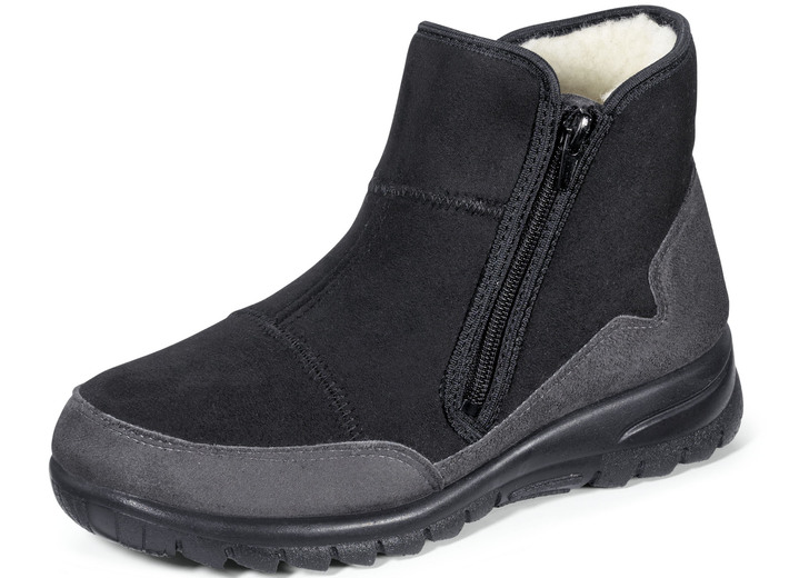 - Laurina Haus-Stiefelette mit seitlichem Reißverschluss, in Größe 036 bis 042, in Farbe SCHWARZ-GRAU