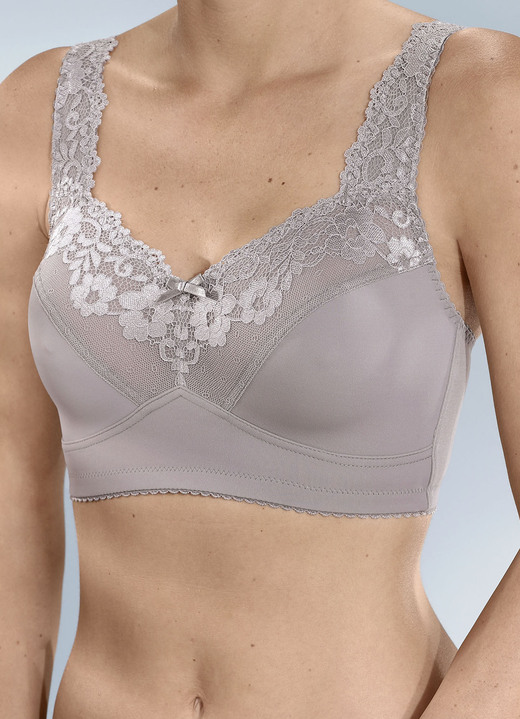 - BH mit elastischer Spitze im Vorderteil - BH mit elastischer Spitze im Vorderteil, in Größe 080 bis 110, in Cup D, in Farbe TAUPE