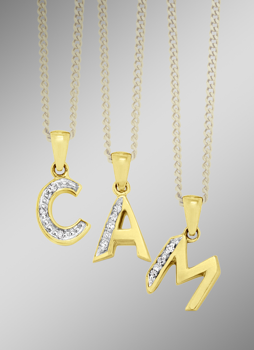 Anhänger - Buchstaben-Anhänger mit Diamanten, in Farbe , in Ausführung Buchstabe U Ansicht 1