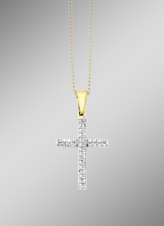 - Kreuz-Anhänger mit Diamanten, in Farbe  Ansicht 1