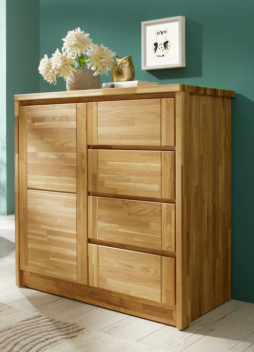 Möbel - Kommodenserie aus Massivholz mit  Soft-Close, in Farbe WILDEICHE, in Ausführung Schubladenkommode, schmal Ansicht 1