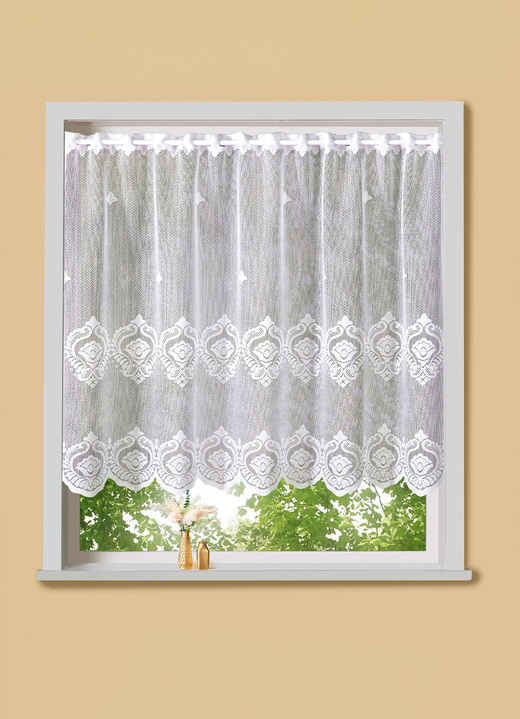 Klassisch - Kleinfenster-Store mit Stangendurchzug, in Größe 884 (H80xB150 cm) bis 890 (H80xB200 cm), in Farbe WEISS