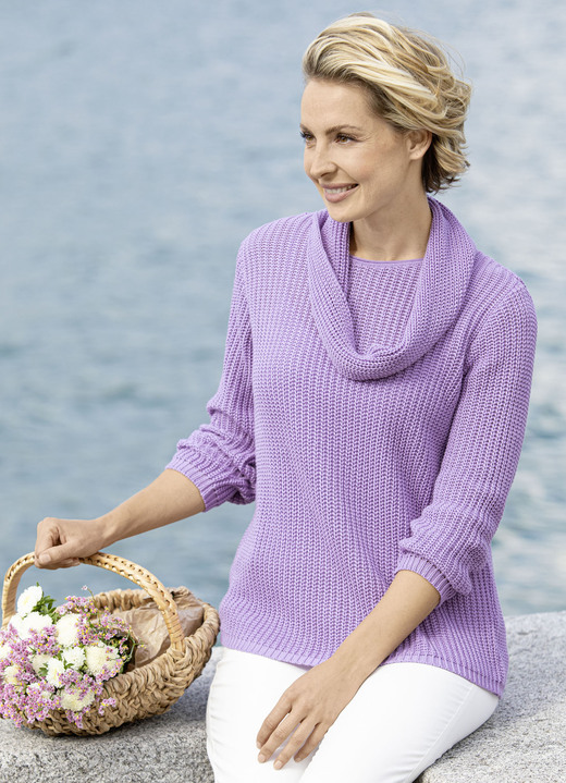 Pullover & Strickmode - Pullover in Perlfang, in Größe 036 bis 052, in Farbe LAVENDEL