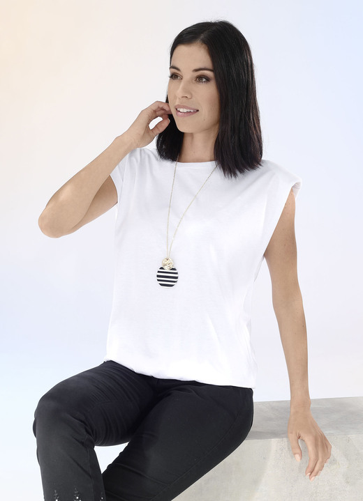 - Modisches Shirt mit Polstern in 2 Farben, in Größe 034 bis 038, in Farbe WEISS