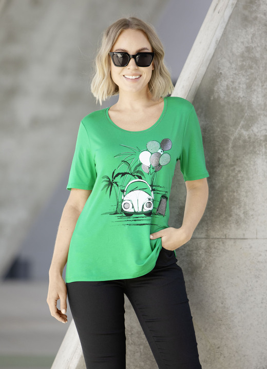 Shirts - Shirt mit Flatlock-Naht in 2 Farben, in Größe 036 bis 044, in Farbe GRÜN Ansicht 1