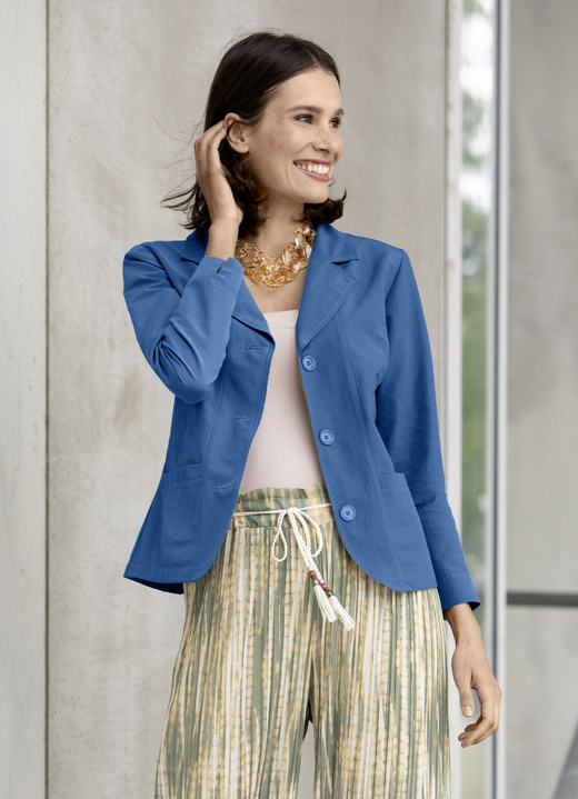 Langarm - Blusenjacke mit Schulterpolster Langarm - Blusenjacke mit Schulterpolster, in Größe 034 bis 050, in Farbe ROYALBLAU