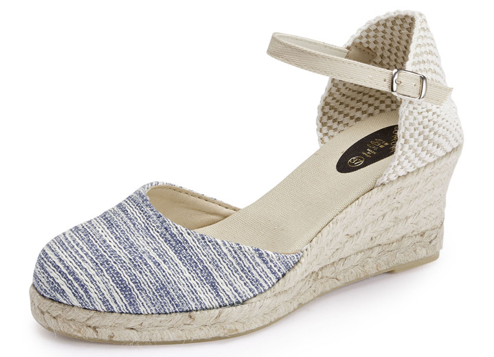 Schuhe - Sandalette aus Textilmaterial, in Größe 036 bis 042, in Farbe ECRU-BLAU Ansicht 1