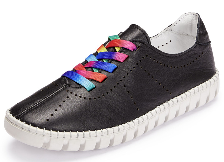 - Gemini Schnürschuh mit Schnürsenkel in Regenbogen-Farben, in Größe 036 bis 042, in Farbe SCHWARZ Ansicht 1