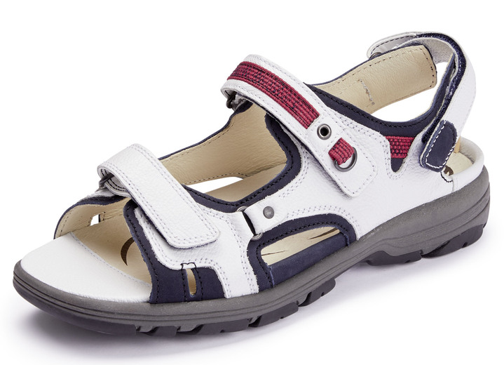 Sandaletten & Pantoletten - Waldläufer Sandale mit verstellbarem Klettverschluss, in Größe 4 1/2 bis 9, in Farbe WEISS-BLAU-ROT Ansicht 1