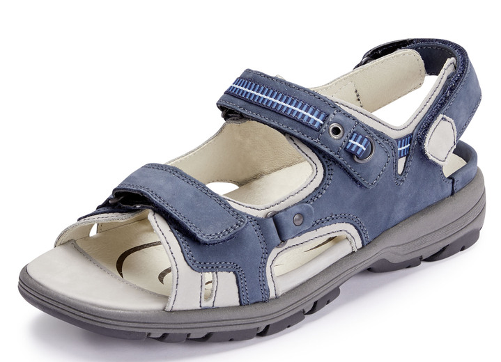 Sandaletten & Pantoletten - Waldläufer, sportliche Damen-Sandalen, Weite H, mit herausnehmbarem Fußbett, in Größe 4 1/2 bis 9, in Farbe JEANS-HELLGRAU Ansicht 1