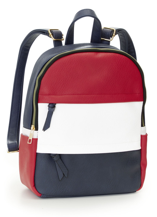 Taschen - Rucksack in Color-Blocking-Optik, in Farbe MARINE-ROT-WEISS Ansicht 1