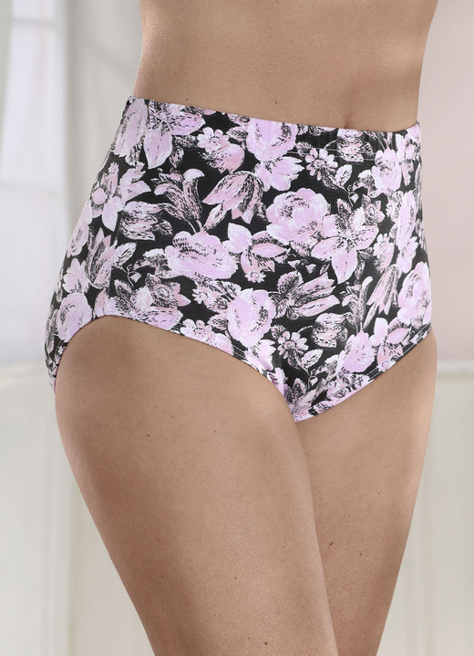 - Slip mit Floraldessin, in Größe 038 bis 054, in Farbe SCHWARZ-ROSA-WEISS Ansicht 1