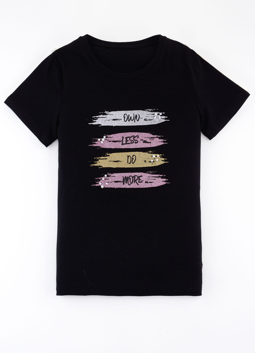 Shirts - Shirt mit effektvollem Glimmer-Druck in 2 Farben, in Größe 034 bis 050, in Farbe SCHWARZ