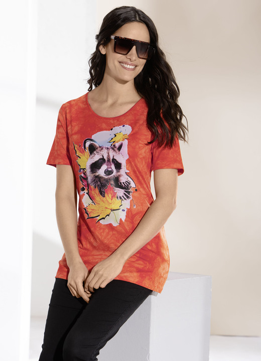 Shirts - Flottes Shirt mit farbbrillantem Inkjet-Druck , in Größe 040 bis 046, in Farbe ORANGE BATIK