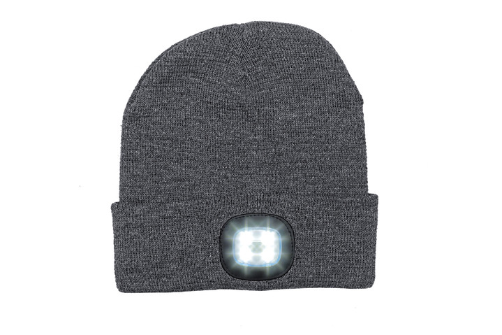 Mützen & Hüte - Modische Mütze mit integrierter, herausnehmbarer LED-Lampe, in Farbe GRAU Ansicht 1