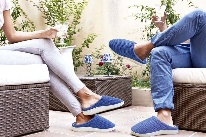 Slipper & Schnürschuhe - Gel-Slipper, in Größe L bis XXL, in Farbe BLAU-WEISS Ansicht 1