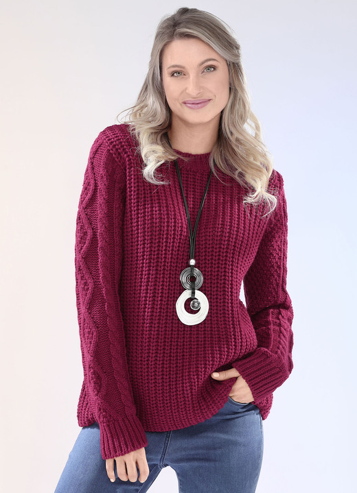 Damen - Pullover in Grobstrick, in Größe L(44/46) bis XS(32/34), in Farbe WEINROT Ansicht 1