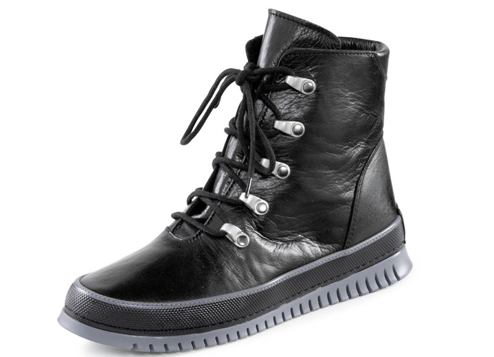 Stiefel & Stiefeletten - Gemini Schnür-Bootie aus weichem Rind-Nappaleder, in Größe 036 bis 042, in Farbe SCHWARZ Ansicht 1