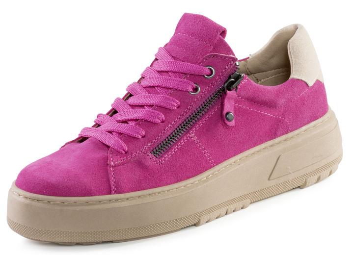 Slipper & Schnürschuhe - ELENA EDEN Schnürschuh  mit Velour-Besatz, in Größe 036 bis 042, in Farbe PINK-BEIGE Ansicht 1