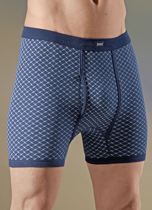 - Viererpack Unterhosen, allover dessiniert, in Größe 005 bis 014, in Farbe 2X MARINE-WEISS, 2X GRAU MELIERT-MARINE