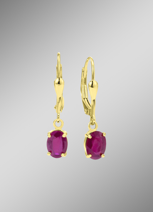Ohrschmuck - Bezaubernde Ohrringe mit echtem Edelstein, in Farbe , in Ausführung Echt Rubin Ansicht 1