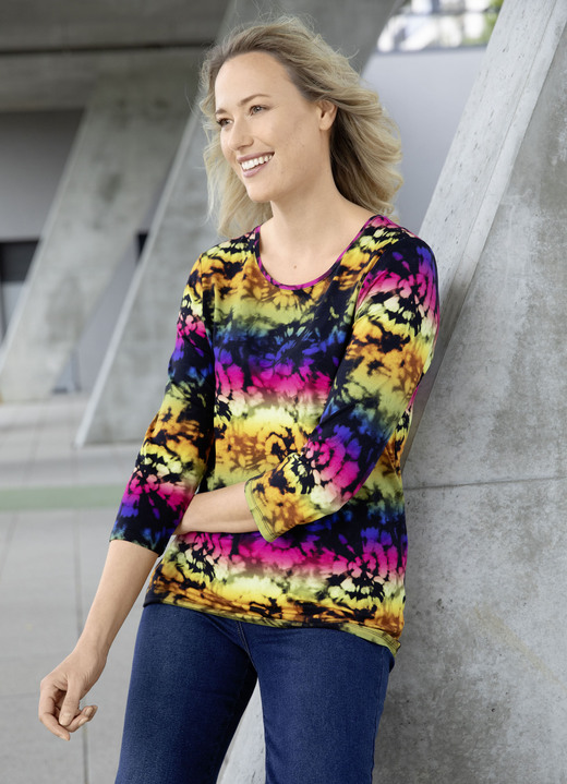 Shirts - Angesagtes Shirt mit 3/4-langen Ärmeln, in Größe 036 bis 052, in Farbe SCHWARZ-NEON