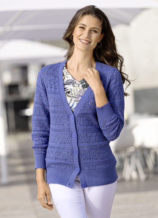 Strickjacken - Strickjacke in Mustermix Strickjacken - Strickjacke in Mustermix, in Größe 038 bis 054, in Farbe JEANSBLAU
