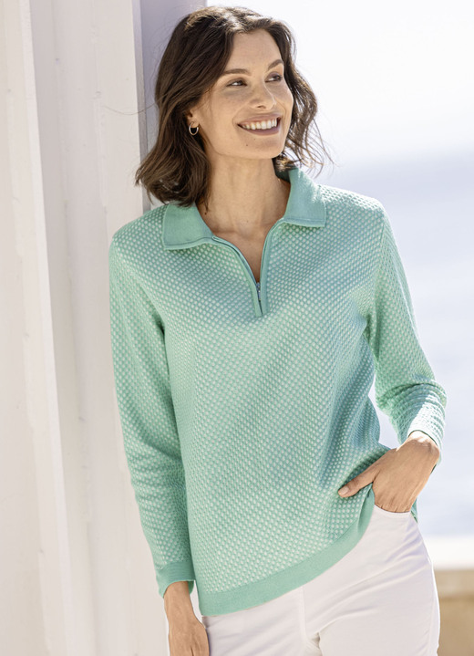 Pullover - Pullover mit dezentem Glanz Pullover - Pullover mit dezentem Glanz, in Größe 038 bis 054, in Farbe MINT-ECRU