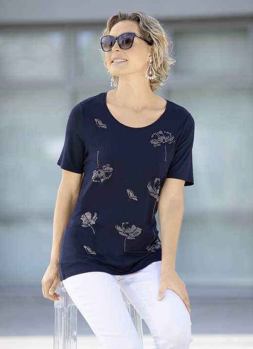 Shirts mit Strass - Exzellentes Shirt mit dekorativer Strasszier Shirts mit Strass - Exzellentes Shirt mit dekorativer Strasszier, in Größe 036 bis 052, in Farbe MARINE