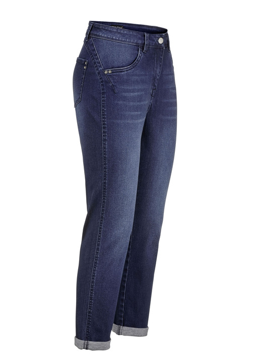 Hosen mit Knopf- und Reißverschluss - Jeans mit Push-up-Effekt Hosen mit Knopf- und Reißverschluss - Jeans mit Push-up-Effekt, in Größe 017 bis 052, in Farbe DUNKELBLAU