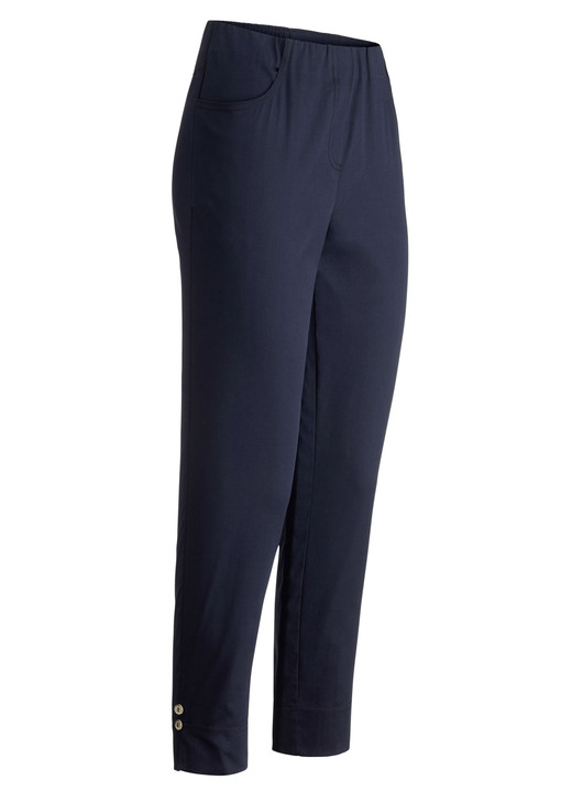 Hosen in Schlupfform - Hose mit dekorativen Zierknöpfen Hosen in Schlupfform - Hose mit dekorativen Zierknöpfen, in Größe 018 bis 052, in Farbe MARINE