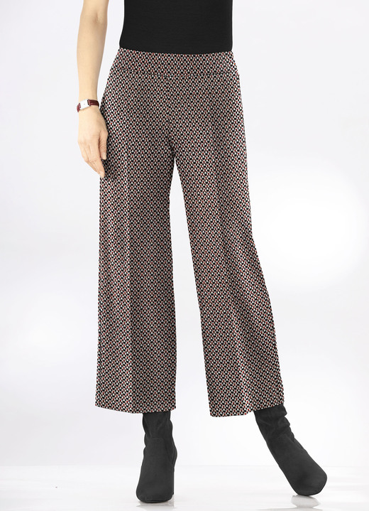 Hosen in Schlupfform - Culotte in bequemer Schlupfform Hosen in Schlupfform - Culotte in bequemer Schlupfform, in Größe 036 bis 054, in Farbe BEIGE-SCHWARZ-ROT