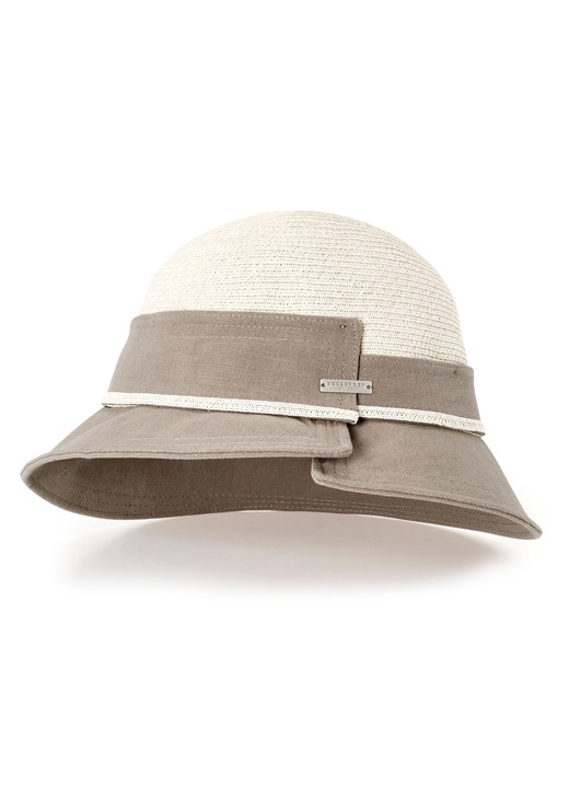 - Seeberger Hut mit Krempe und Zierband aus Papierstroh, in Farbe BEIGE-TAUPE Ansicht 1