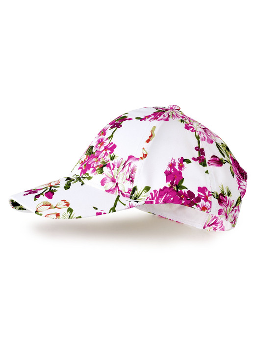 Mützen & Hüte - Baseball-Mütze mit exotischem Blumendruck, in Farbe WEISS-BUNT Ansicht 1