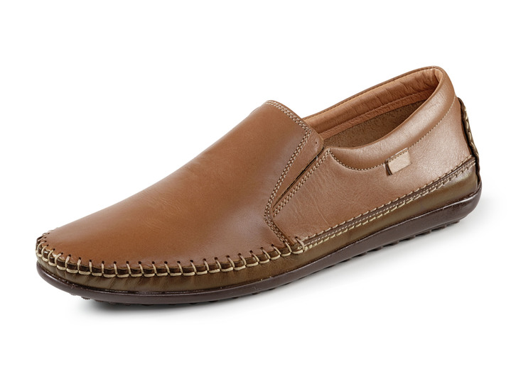 Slipper & Schnürschuhe - GINO GALANTE, leichte Herren-Slipper, mit Gummizug, in Größe 040 bis 046, in Farbe COGNAC-BRAUN Ansicht 1