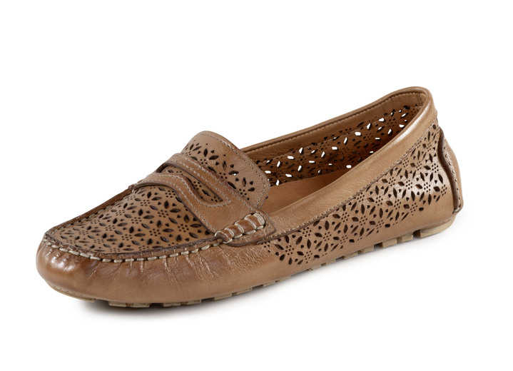 Slipper & Schnürschuhe - Gemini Slipper aus schattiertem Nappaleder, in Größe 036 bis 042, in Farbe COGNAC Ansicht 1