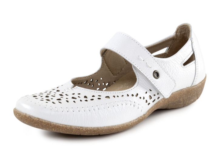 Schuhe - ELENA EDEN Slipper aus luftig durchbrochenem Leder, in Größe 035 bis 041, in Farbe WEISS Ansicht 1