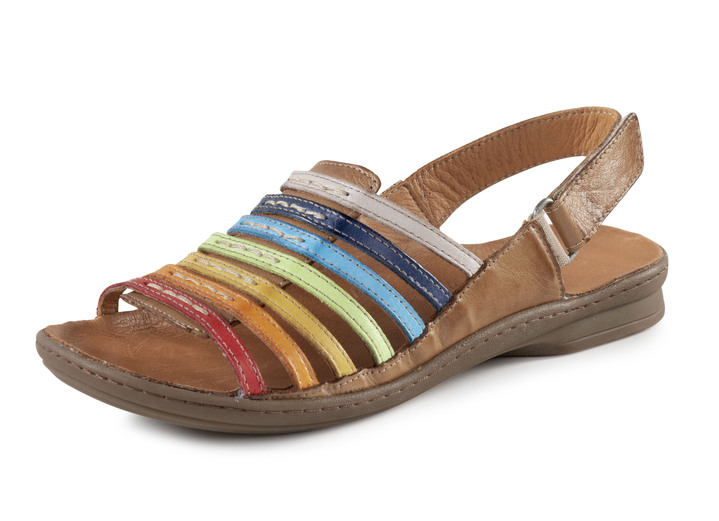 Sandaletten & Pantoletten - Gemini Sandale aus Rind-Nappaleder, in Größe 036 bis 042, in Farbe BRAUN-MULTICOLOR Ansicht 1