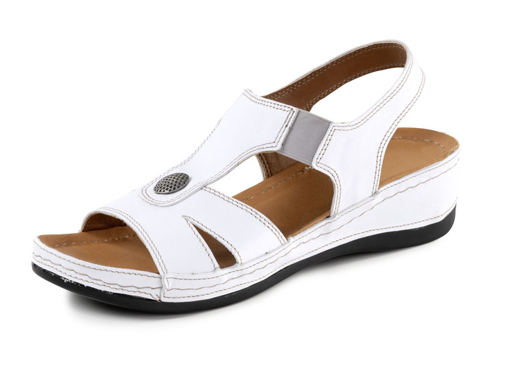 Sandaletten & Pantoletten - ELENA EDEN Sandale aus Nappaleder mit Metallschmuck, in Größe 036 bis 041, in Farbe WEISS Ansicht 1