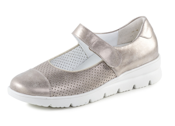 Slipper & Schnürschuhe - Waldläufer Spangenschuh aus teilweise gelochtem Leder, in Größe 3 1/2 bis 8, in Farbe BRONZE Ansicht 1