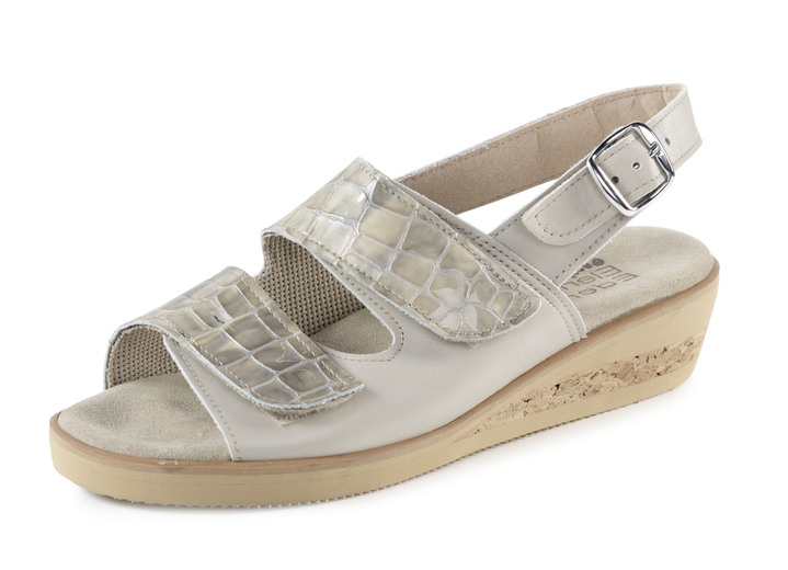 Sandaletten & Pantoletten - ELENA EDEN Sandale aus Nappaleder und krokogeprägtem Lackleder, in Größe 036 bis 042, in Farbe BEIGE Ansicht 1