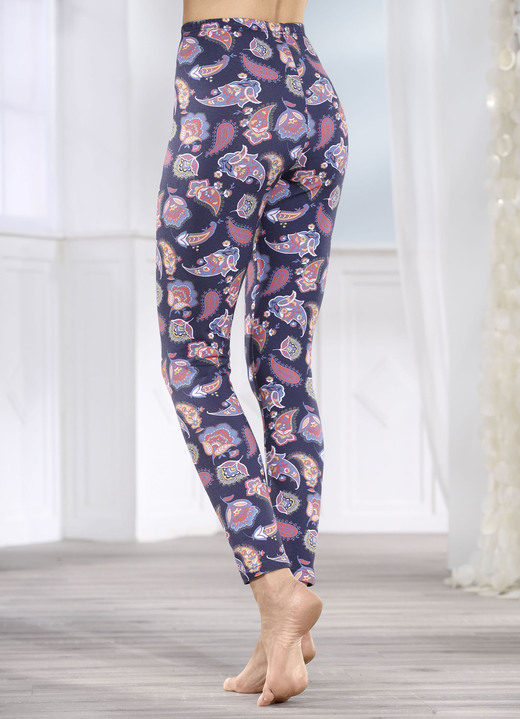 Leggings - Laurina Leggings mit Paisley-Dessin, in Größe L (44/46) bis XXL (52/54), in Farbe MARINE-BUNT