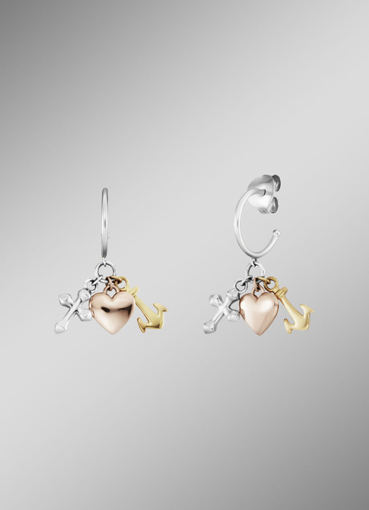 Ohrschmuck - Creole Glaube, Liebe & Hoffnung in Tricolor, in Farbe  Ansicht 1