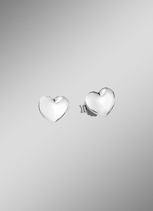 Ohrschmuck - Zeitlos elegante Herz-Ohrstecker aus Silber 925/- fein, in Farbe , in Ausführung Rhodiniert Ansicht 1