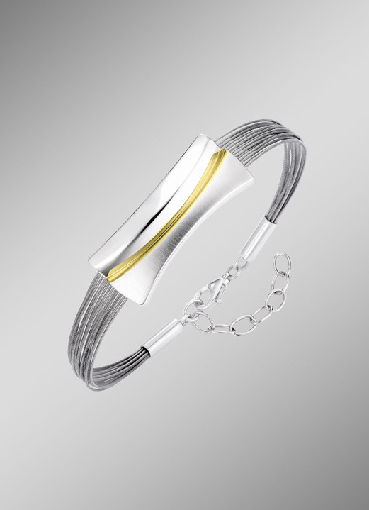 - Moderne Garnitur in Bicolor aus Silber 925/- fein und Stahl, in Farbe , in Ausführung Armband Ansicht 1