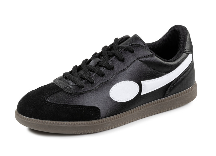 Slipper & Schnürschuhe - Sneaker aus Synthetik und Veloursleder, in Größe 040 bis 046, in Farbe SCHWARZ-WEISS Ansicht 1