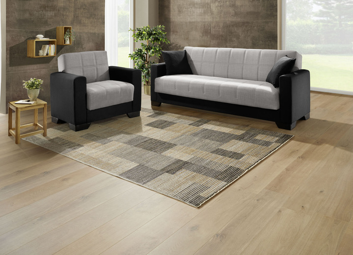 Sessel - Moderne Polstermöbel , in Farbe SCHWARZ-SILBER, in Ausführung Dreisitzer Ansicht 1