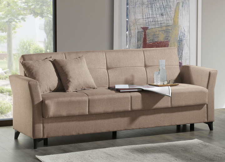 Polstergruppen - Gemütliche Polstermöbel mit Bettfunktion, in Farbe BEIGE, in Ausführung Dreisitzer Ansicht 1
