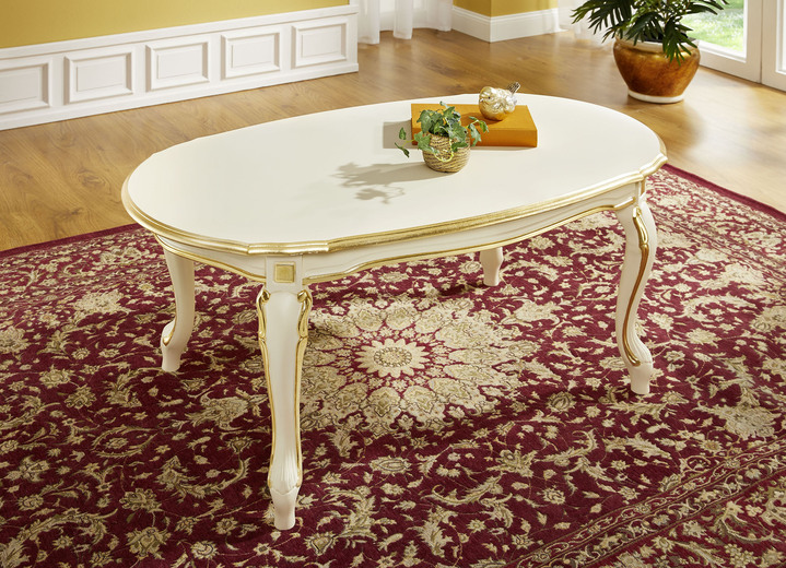 Couchtische - Couchtisch mit geschwungenen Tischbeinen, in Farbe CREME-GOLD Ansicht 1